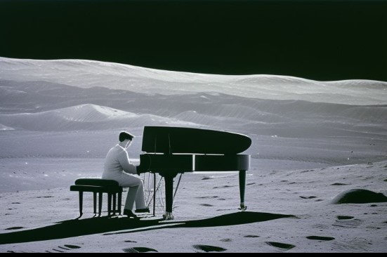 Piano Player on Moon